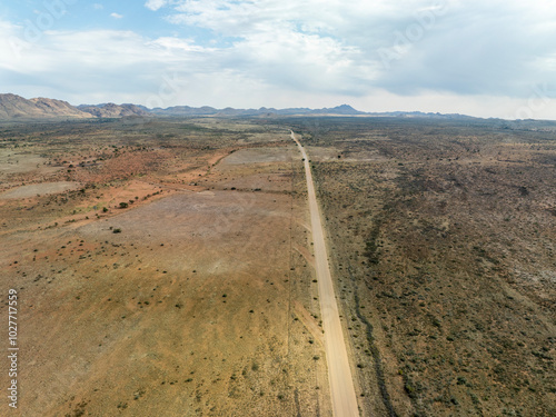 Road D1261 in Khomas Highland nearby Nauchas, Windhoek District, Khomas region, Namibia photo