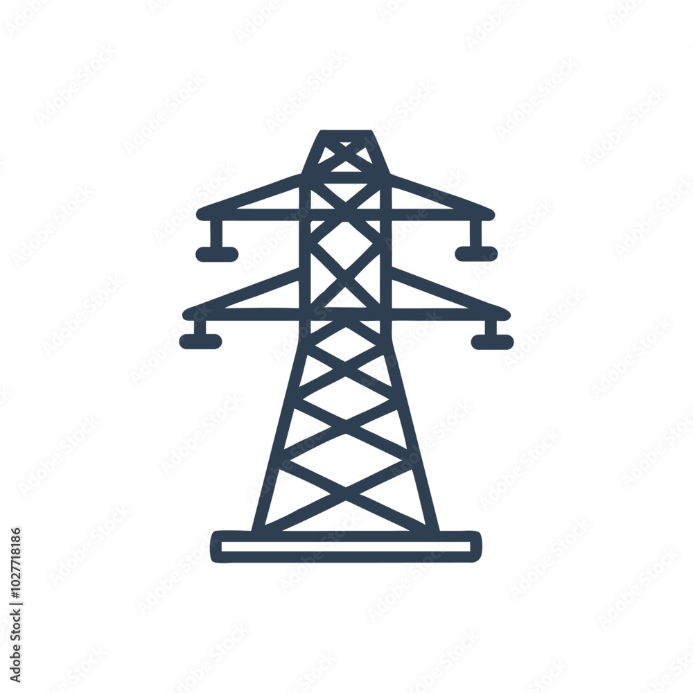 Overhead Power Line Icon on white background Overhead Power Line Icon on white background