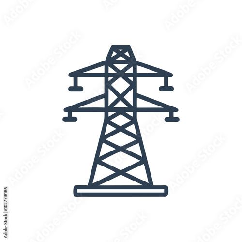 Overhead Power Line Icon on white background