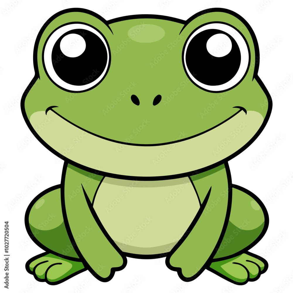 Cute Chibi Frog Sitting Cheerfully Cute Chibi Frog Sitting Cheerfully