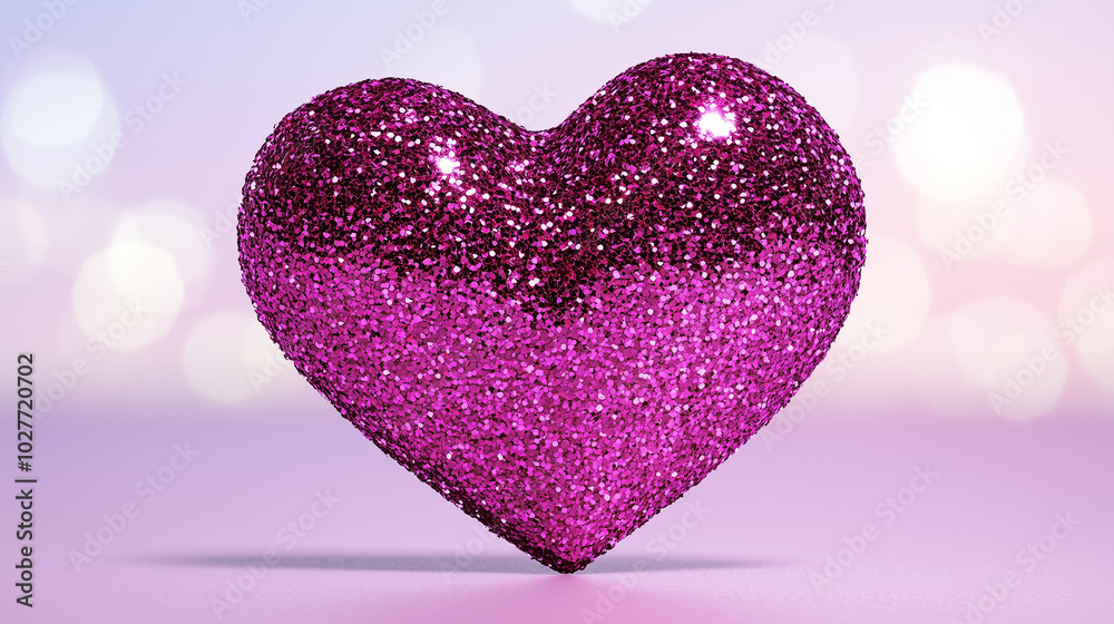 Obraz premium Pink glitter heart on pastel background