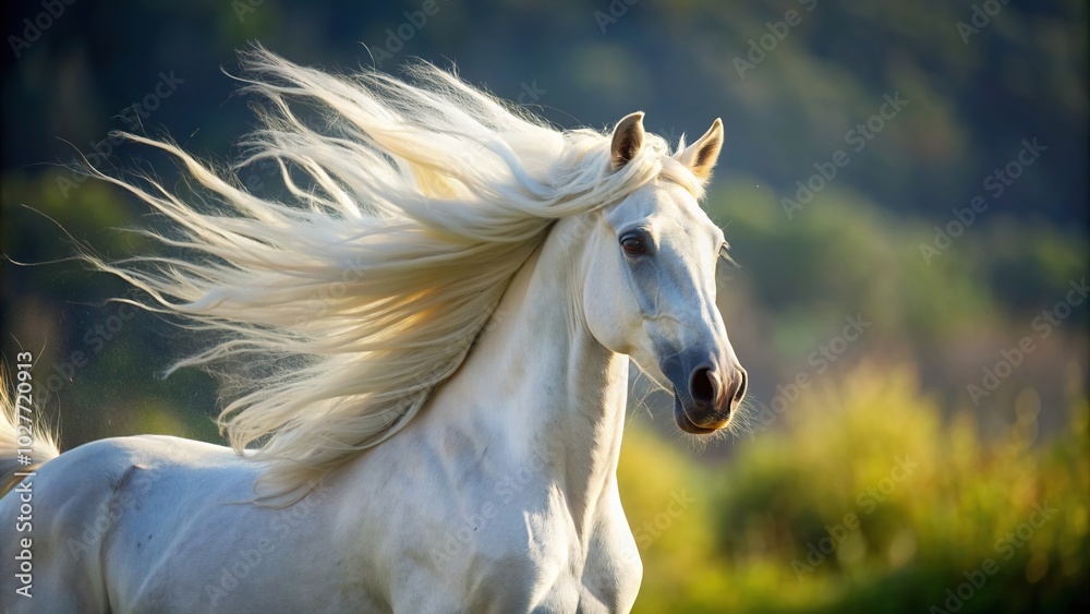 photograph, powerful, white horse, capture, A close up high quality photograph capturing the powerful and graceful gallop of Long Shot a beautiful white horse with flowing mane and tail photograph, powerful, white horse, capture, A close up high quality photograph capturing the powerful and graceful gallop of Long Shot a beautiful white horse with flowing mane and tail
