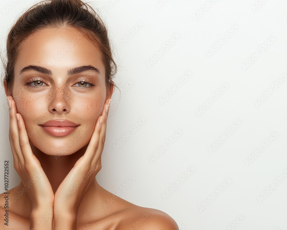 Freshfaced woman with glowing skin and soft light, clean beauty, youthful radiance Freshfaced woman with glowing skin and soft light, clean beauty, youthful radiance