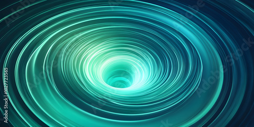 Abstract background featuring a glowing circular pattern with vibrant turquoise and dark blue hues suggesting depth and movement