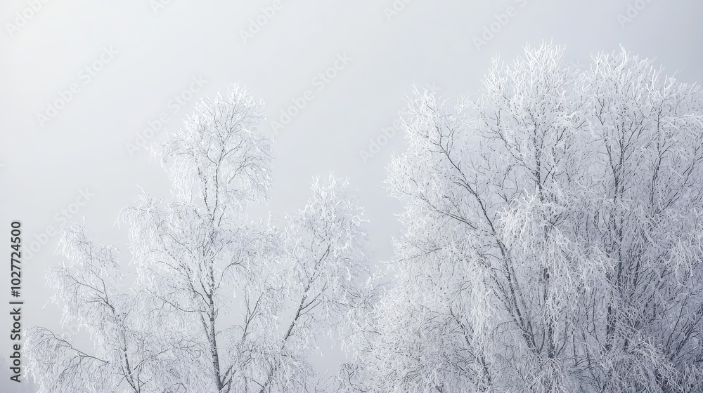 Frost-Covered Trees in a Wintry Landscape Frost-Covered Trees in a Wintry Landscape