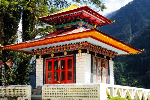 A beautiful view of the Buddhist Monastery of the Himalayas photo