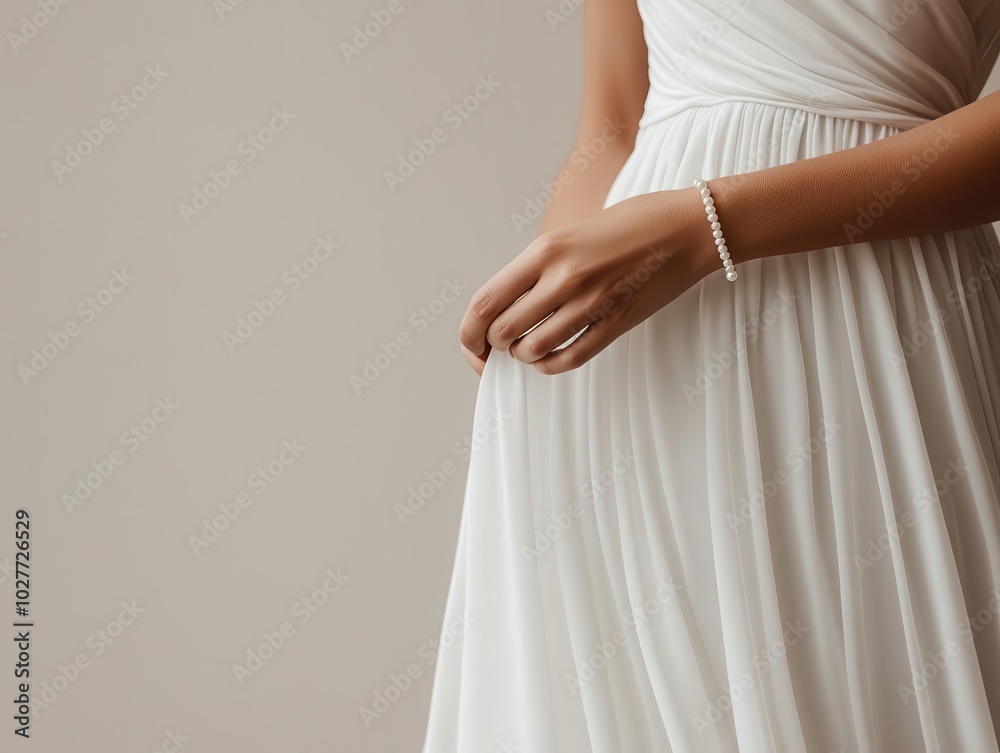 Pearl anklet peeking out from beneath a flowy dress, pearl accessories, subtle and timeless fashion detail Pearl anklet peeking out from beneath a flowy dress, pearl accessories, subtle and timeless fashion detail