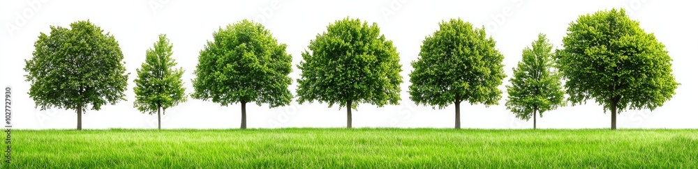 An isolated treeline on a white background in high definition An isolated treeline on a white background in high definition