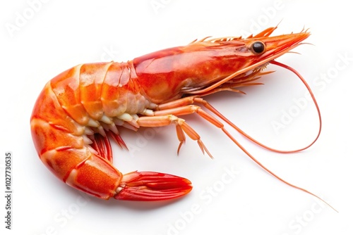 Wallpaper Mural Red cooked prawn or tiger shrimp isolated on white background Bird s Eye View, seafood, tiger shrimp,red cooked, cooked, shellfish, Asian, delicious, isolated, prawn, cuisine, meal Torontodigital.ca