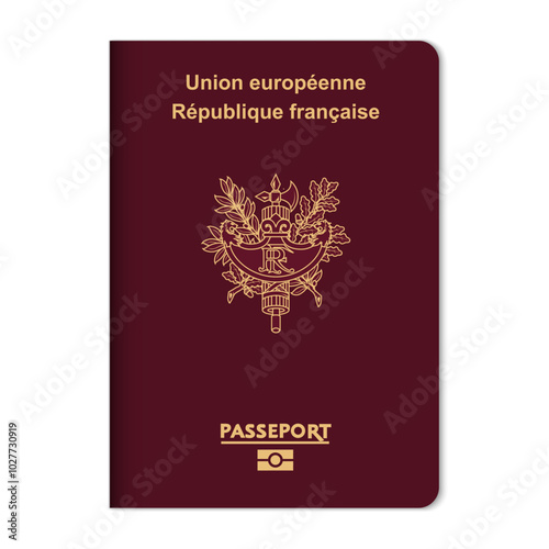 France passport cover front with official gold emblem and text