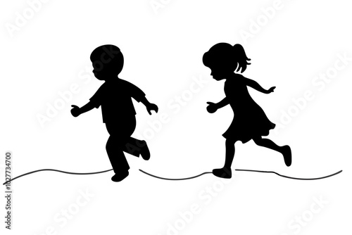 Children Playing Silhouette | vector silhouette illustration on white background