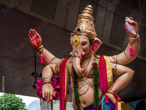 Big statues of Lord Ganesha during Ganesh Visarjan photo