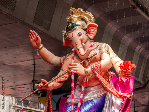 Big statues of Lord Ganesha during Ganesh Visarjan photo