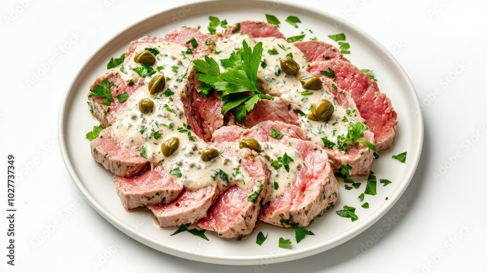 Succulent Meat Platter with Creamy Sauce and Herbs Succulent Meat Platter with Creamy Sauce and Herbs