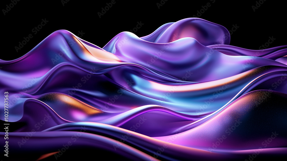 Obraz premium Smooth, flowing waves of vibrant purple and blue create mesmerizing visual effect