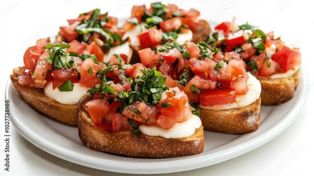 Delicious Tomato Basil Bruschetta on Crispy Bread Delicious Tomato Basil Bruschetta on Crispy Bread