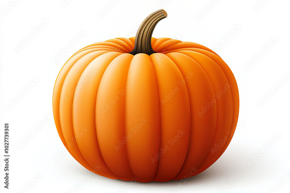 Obraz premium Realistic orange pumpkin on white background. 3D illustration for fall and harvest design.