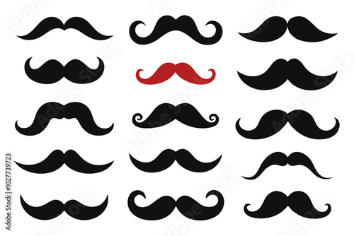 Set of mustache collection vector design illustration isolated on white background