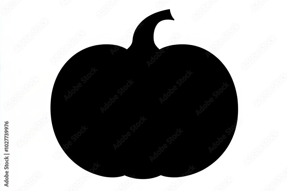 Obraz premium Black pumpkin silhouette on a white background. Minimalist Halloween and autumn design.