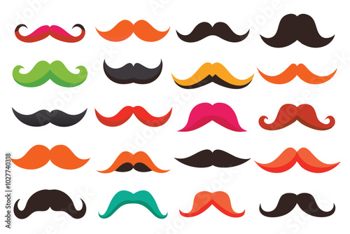 Set of mustache collection vector design illustration isolated on white background