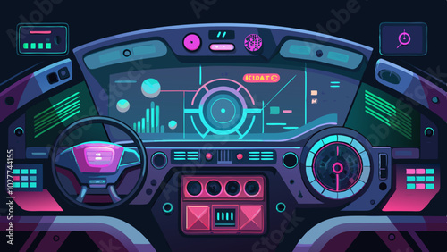 Futuristic Automotive Control Panel Illustration
