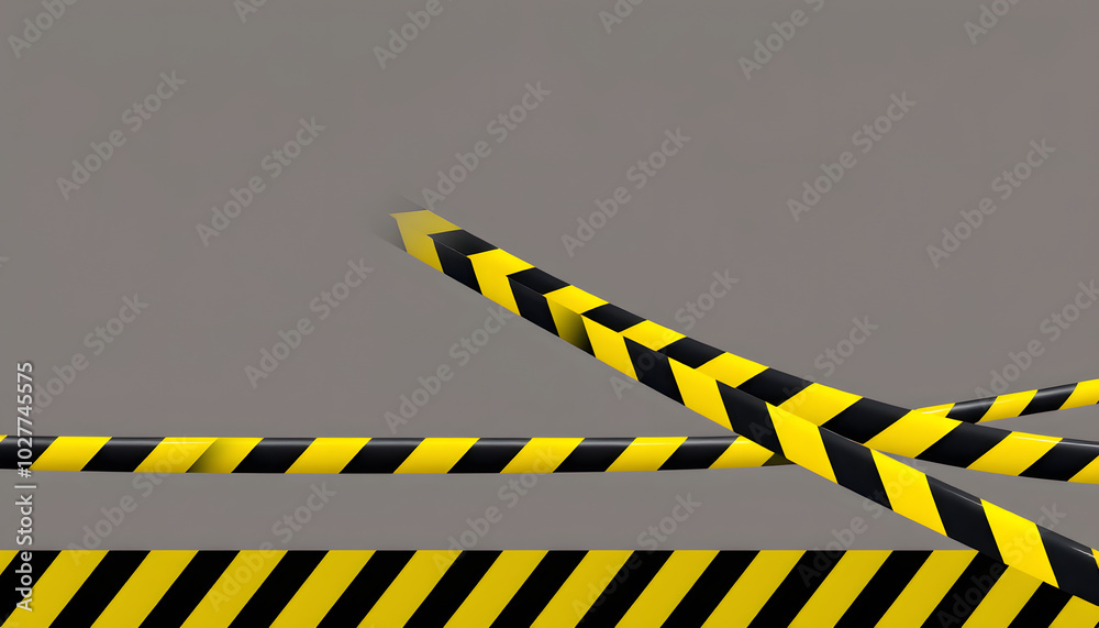 Caution and danger tapes. Warning tape. Black and yellow line striped ...