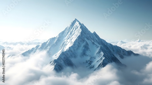 Wallpaper Mural Snowy Mountain Peak Above the Clouds Torontodigital.ca