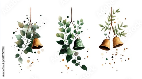 Vintage Boho Christmas Sleigh Clipart Design