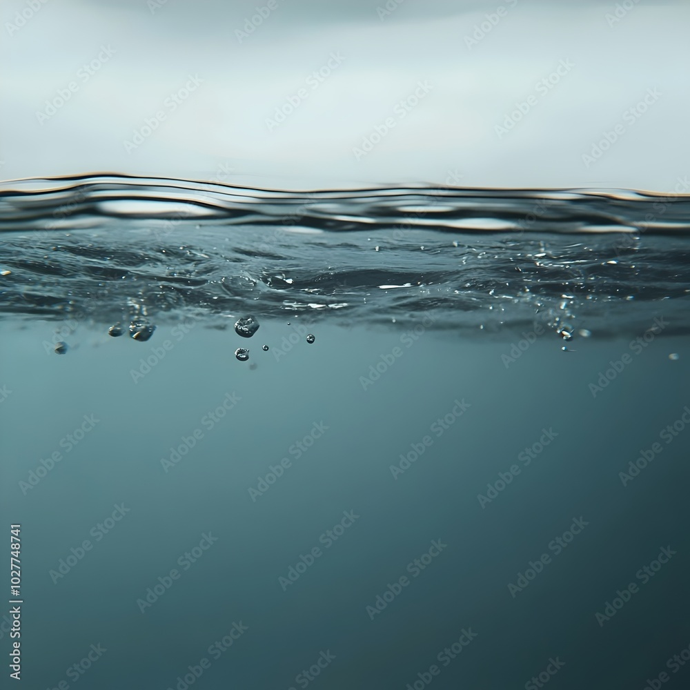 Obraz premium Close-up of water surface with air bubbles rising to the top.