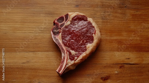 Fresh Ribeye Steak on Wooden Cutting Board