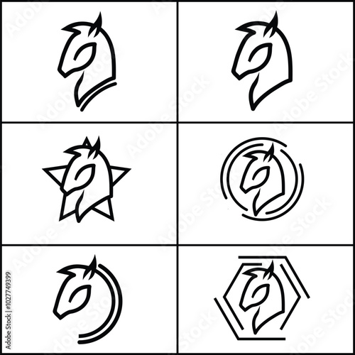 Creative Horse Elegant editable stroke outline Logo Symbol Design Illustration Vector for Company isolated on white background flat vector illustration
