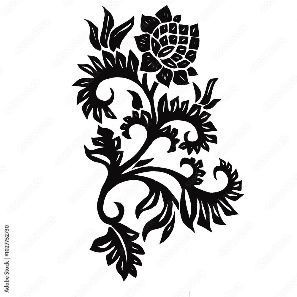 black and white floral ornament black and white floral ornament
