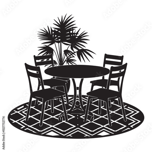 Dinner Table Silhouette Vector Images