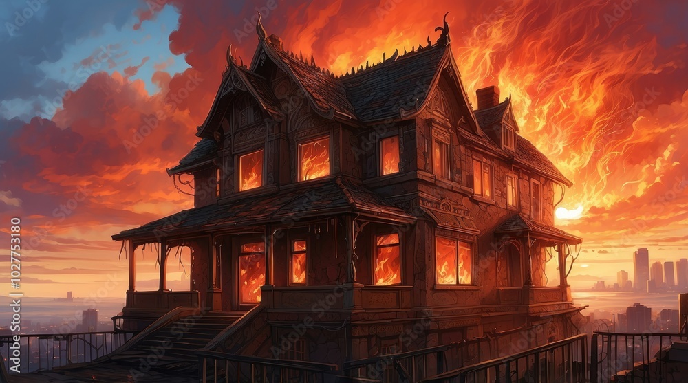 Fototapeta premium The once grand and opulent mansion now lay in ruins,