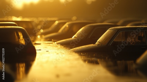 Floodwaters Inundate a Shopping Mall Parking Lot photo