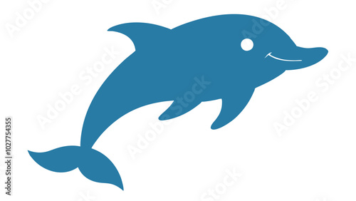 Happy dolphin isolated on transparent background. Vector illustration.