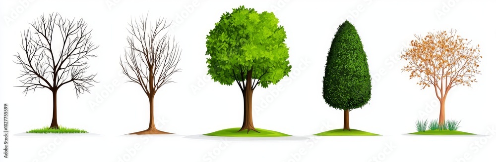 Obraz premium A set of isolated modern design elements. Hand-drawn illustration in sketch style. Nature template. Clipart.