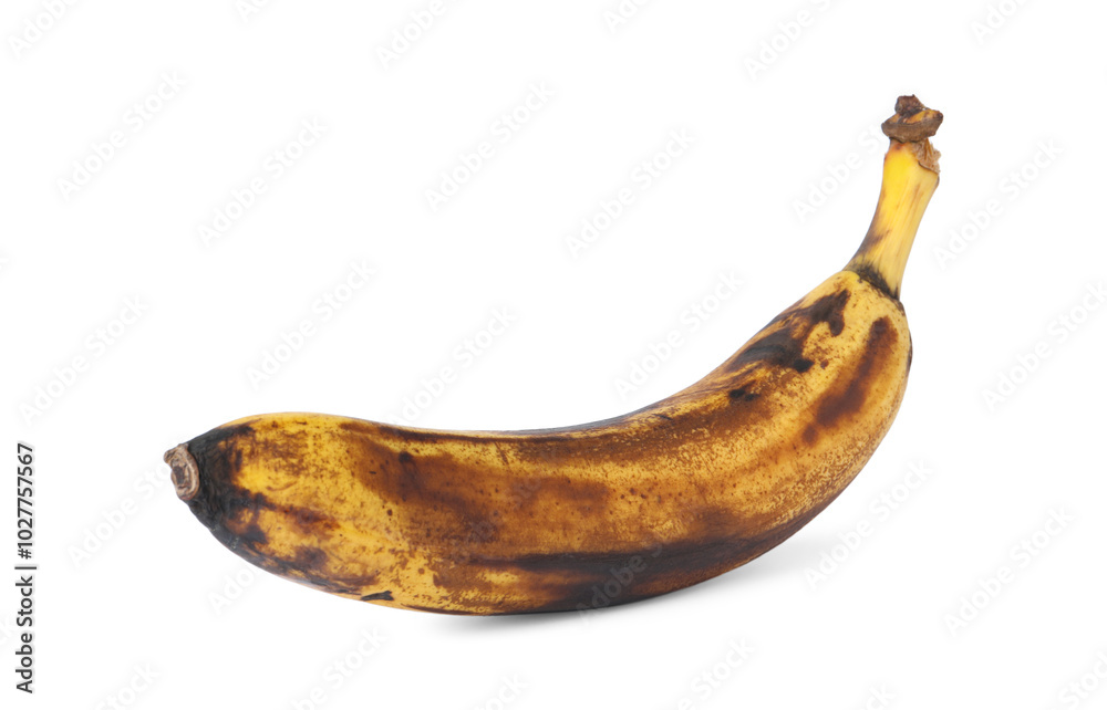 Overripe banana with dark spots isolated on white Overripe banana with dark spots isolated on white