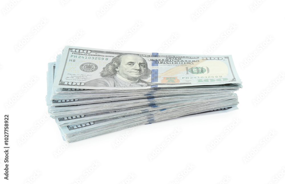 Stack of dollar banknotes isolated on white Stack of dollar banknotes isolated on white