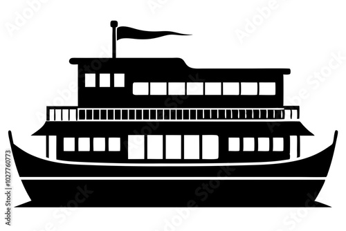 Riverboat silhouette | vector silhouette illustration on white background