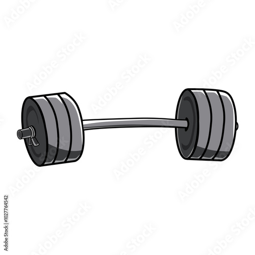 Cartoon metal weights barbell icon for fitness gym