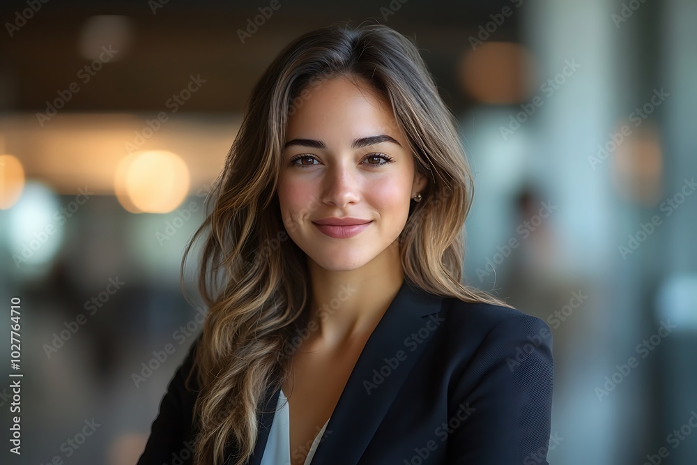 Confident Brunette Entrepreneur in Modern Office Confident Brunette Entrepreneur in Modern Office