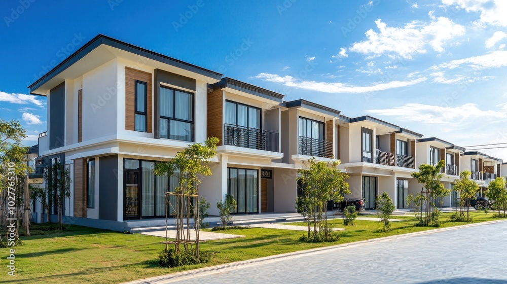 Modern Townhouses with Green Lawns Modern Townhouses with Green Lawns