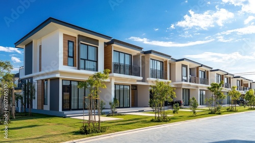 Modern Townhouses with Green Lawns