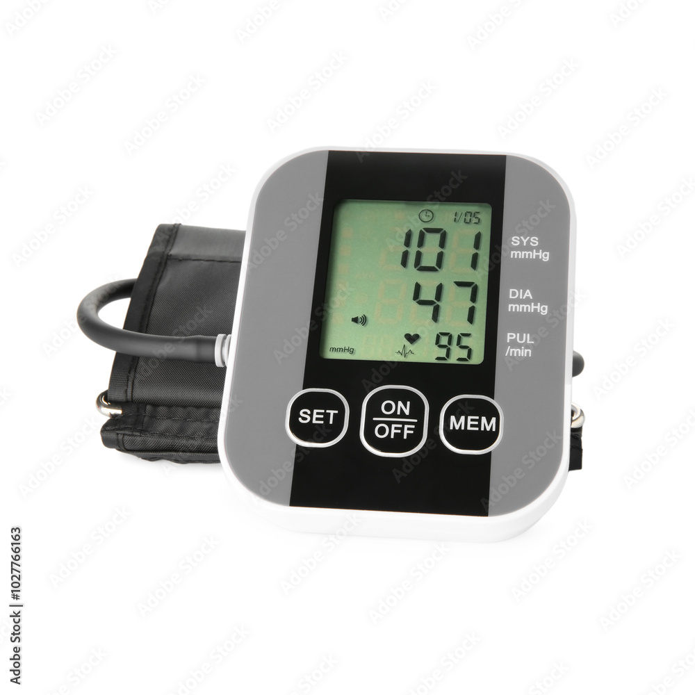 Blood pressure measuring device isolated on white Blood pressure measuring device isolated on white