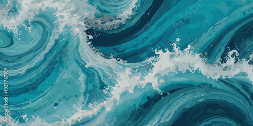 Blue ocean wave background. Blue and white water ocean background.