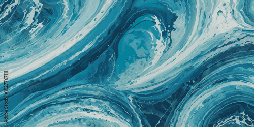 Blue ocean wave background. Blue and white water ocean background.
