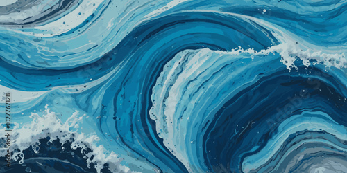 Blue ocean wave background. Blue and white water ocean background.