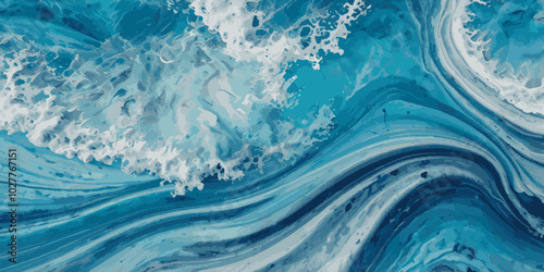 Blue ocean wave background. Blue and white water ocean background.