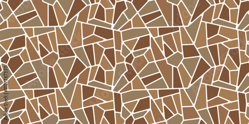 Mosaic paving floor stone tile pattern background. Vector pebble ground tiling with irregularly shaped rock pieces or splinters in shades of brown. natural and rustic decor for flooring and wall